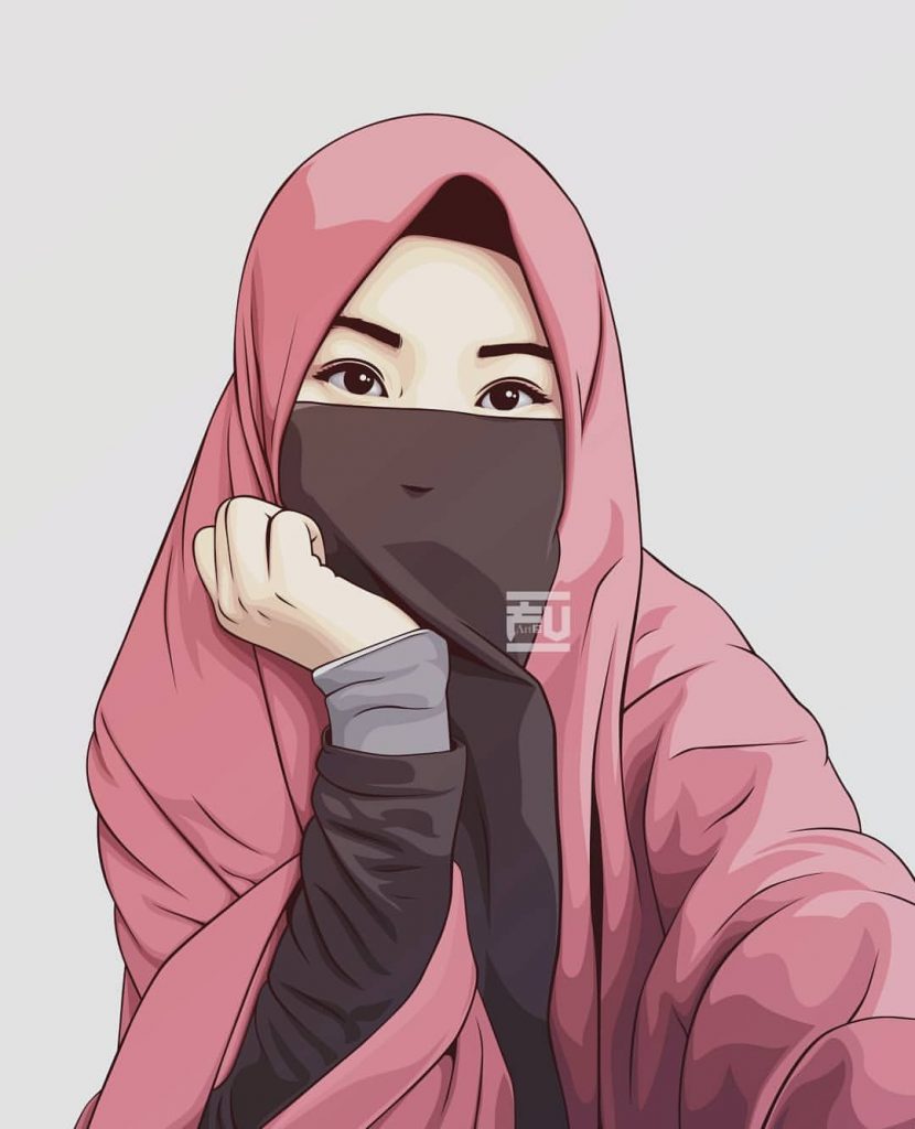 ilustrasi gambar vektor gadis hijab cantik manis muslimah