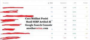 cara melihat posisi Hasil SERP Artikel di Google Search Console