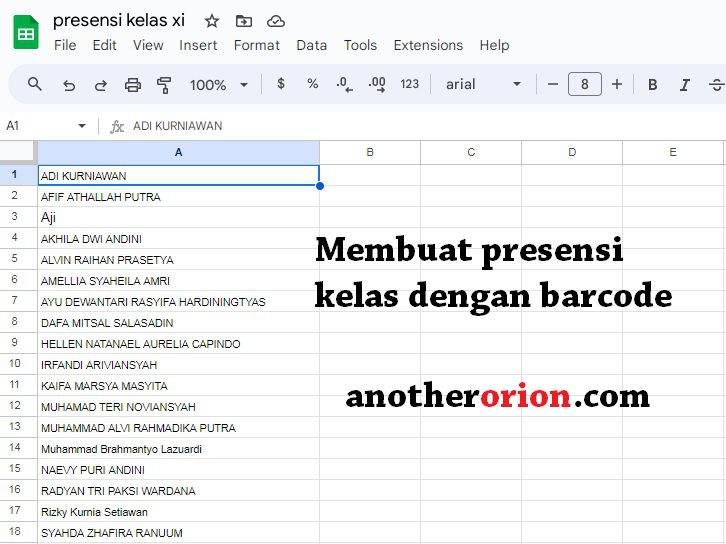 cara membuat presensi barcode scan hp spreadsheet